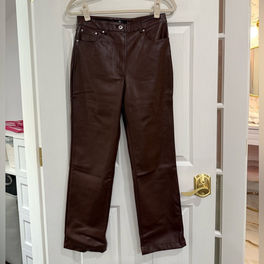 7 For All Mankind Chocolate Leather Trousers